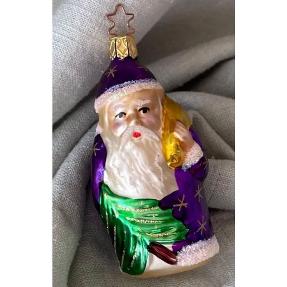 Vintage German Glass Inge-Glas Belsnickel Santa Ornament